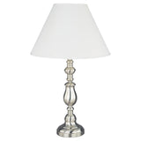 27" Silver Metal Table Lamp With White Classic Empire Shade