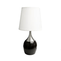 25" Black and Silver Gourd Table Lamp With White Tapered Drum Shade