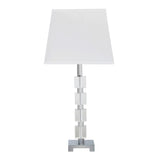 25" Crystal Geo Cubed Table Lamp With White Sharp Corner Square Tapered Shade
