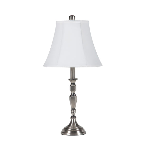 25” Classic White Nickel And Metal Table Lamp