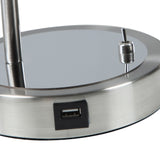 14? Modern Adjustable Silver Metal Desk Lamp with USB