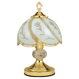 14? Stylish White And Gold Floral Glass Table Lamp