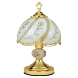14? Stylish White And Gold Floral Glass Table Lamp