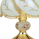 14? Stylish White And Gold Floral Glass Table Lamp