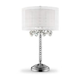 Chic Silver Tall Table Lamp with Crystal Accents and Silver Shade