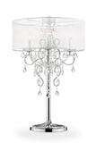 Glam Silver Faux Crystal Accent Table Lamp with See Thru Shade
