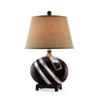 Dark Brown Polyresin Lamp with Beige Fabric Shade