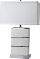 Modern White and Silver Table Lamp with USB