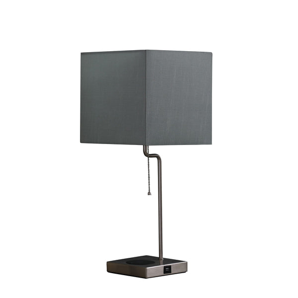 22? Industrial Square Metal Table Lamp with USB Port