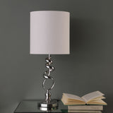 22? Abstract Silver Spiral Metal Table Lamp