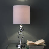 22? Abstract Silver Spiral Metal Table Lamp
