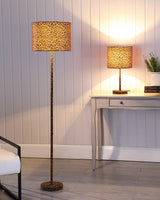 59” Mod Black and Brown Faux Leopard Floor Lamp