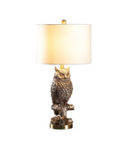 28?  Antiqued Silver Resin Owl Table or Desk Lamp