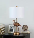 26? Antiqued Gold Resin Flamingo Table Lamp