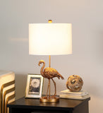 26? Antiqued Gold Resin Flamingo Table Lamp