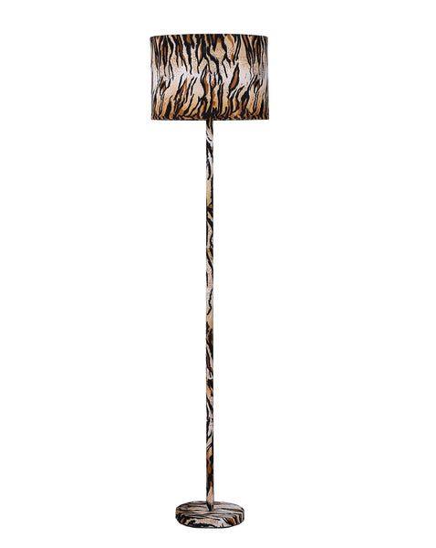 59? Mod Beige Black and Brown Faux Tiger Floor Lamp