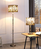 59? Mod Beige Black and Brown Faux Tiger Floor Lamp