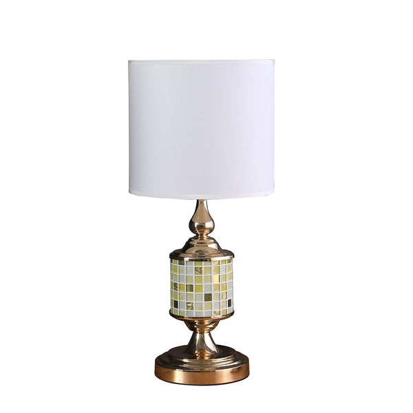 23? Golden Tones Metal And Glass Mosaic Table Lamp