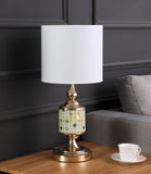23? Golden Tones Metal And Glass Mosaic Table Lamp