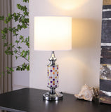 24? Jeweltone Metal And Glass Mosaic Table Lamp