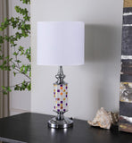 24? Jeweltone Metal And Glass Mosaic Table Lamp