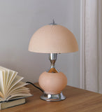 24? Pale Pink Crackle Glass Table Lamp with Nightlight