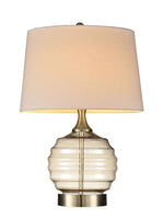 Textured Glass Table Lamp with Cream Fabric Shade