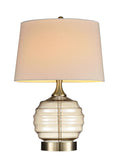 Textured Glass Table Lamp with Cream Fabric Shade