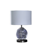21" Translucent Glass Globe LED Table Lamp With White Drum Shade