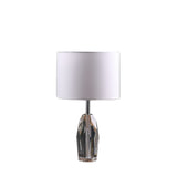 19" Chrome and Faceted Crystal Urn Table Lamp With White Drum Shade