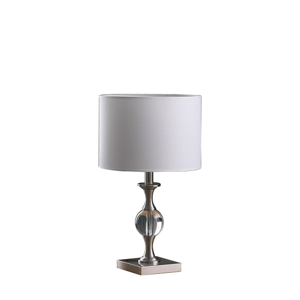 20? Compact Crystal And Satin Nickel Table Lamp