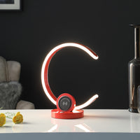 13" Red Contempo C Shape LED  with USB Desk or Table Lamp