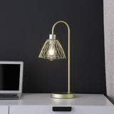 21? Industrial Satin Gold Cage Metal Table Lamp