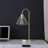 21? Industrial Satin Gold Cage Metal Table Lamp