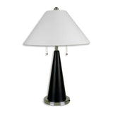 Black Conical Table Lamp with White Shade