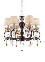 Burnished Bronze Hanging Ceiling Lamp with Clear and Amber Crystals