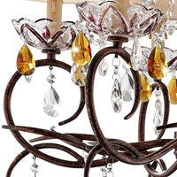 Burnished Bronze Hanging Ceiling Lamp with Clear and Amber Crystals