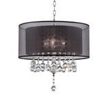 Contempo Silver Ceiling Lamp with Black Shade and Crystal Accents