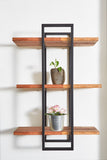 Modern Black and Natural Deouble Rectangle Hanging Wall Shelves