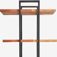 Modern Black and Natural Deouble Rectangle Hanging Wall Shelves