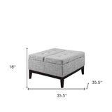 36? Heathered Gray and Black Ottoman with Hidden Storage