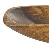 Rustic Brown and Natural Handcarved Thin Oval Centerpiece Bowl
