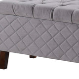 Dove Gray Quilted and Tufted Storage Bench