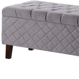 Dove Gray Quilted and Tufted Storage Bench