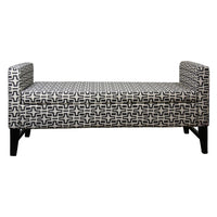 Modern Dark Brown and White Retro Star Print Storage Bench