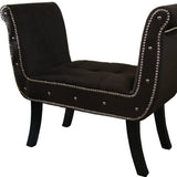 Modern Brown and Black Nailhead Suede Bench