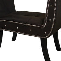 Modern Brown and Black Nailhead Suede Bench
