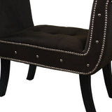 Modern Brown and Black Nailhead Suede Bench