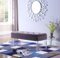 Contemporary Chic Purple Gray and Clear Acrylic Storage Bench