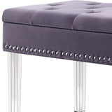 Contemporary Chic Purple Gray and Clear Acrylic Storage Bench